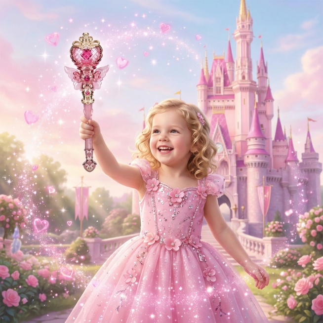 设计一个小女孩在玩魔法棒预览效果