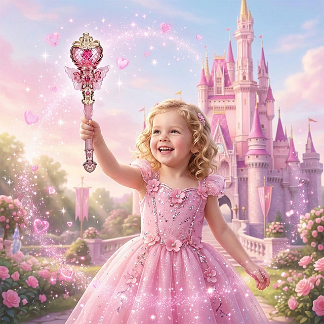 设计一个小女孩在玩魔法棒