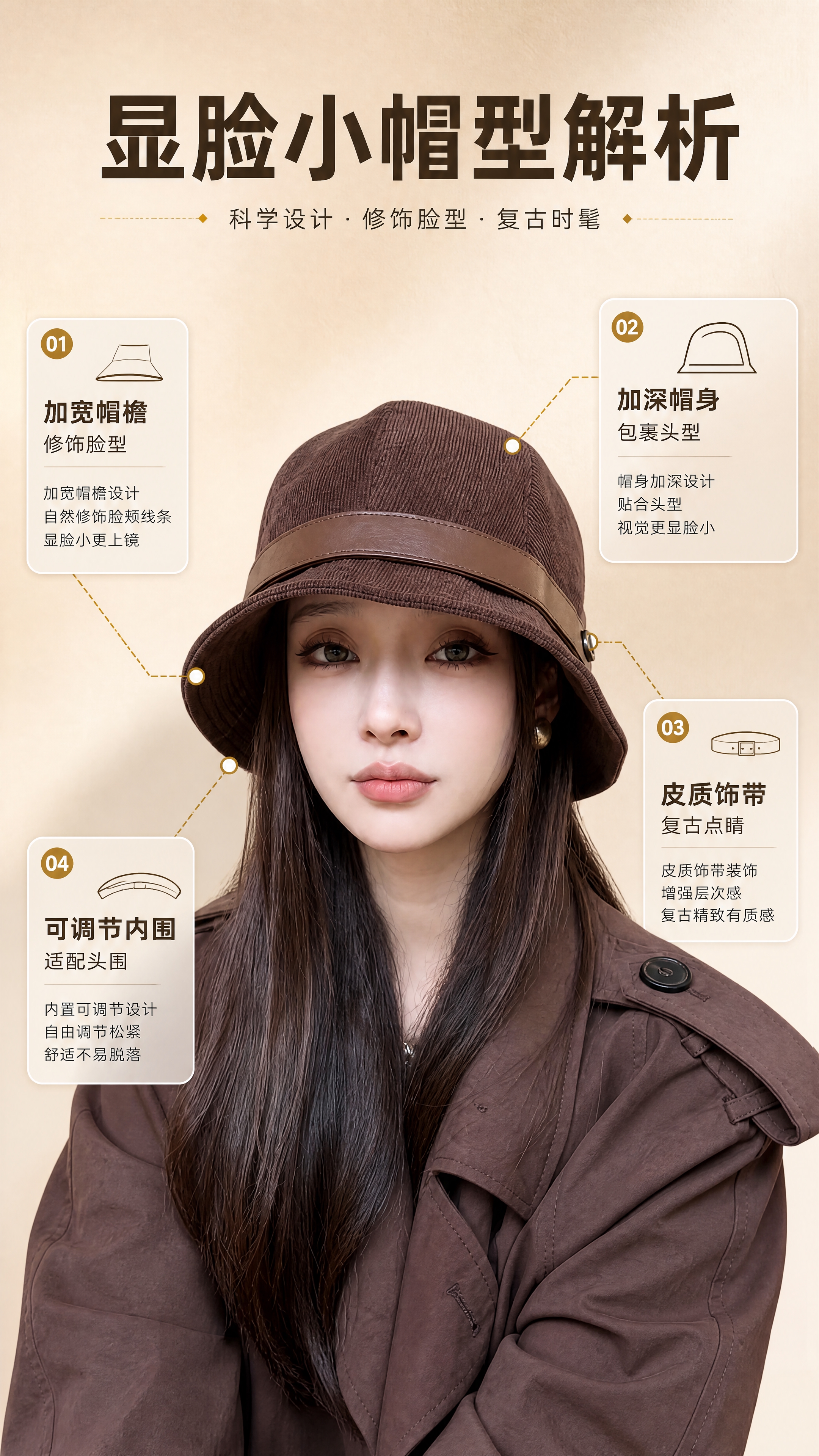[商品] 使用【图3】棕色款渔夫帽正面角度；商品处理：保留帽型… - 图片创意预览
