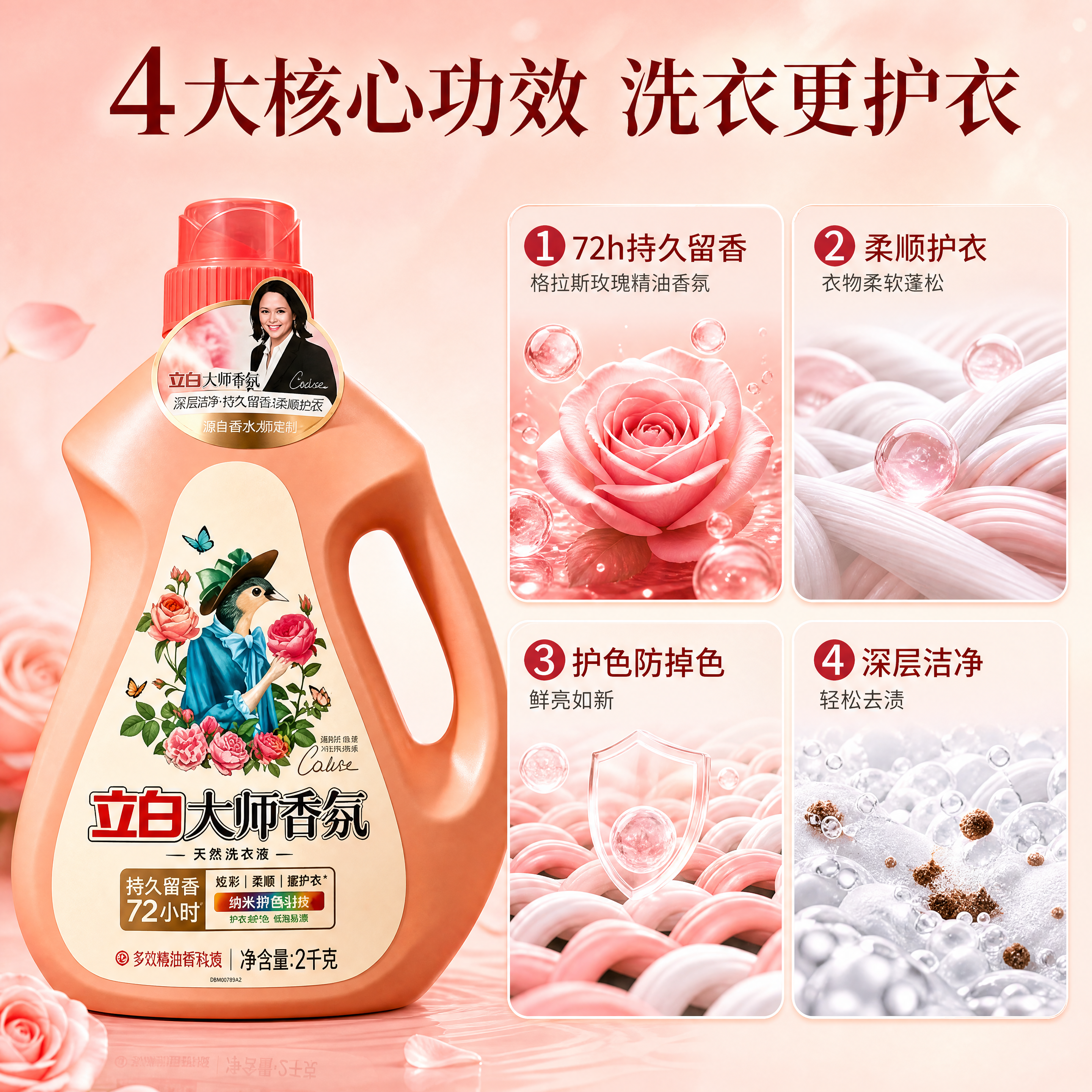 [商品] 使用【图1】立白大师香氛洗衣液2kg单瓶；保留瓶身结… - 图片创意预览