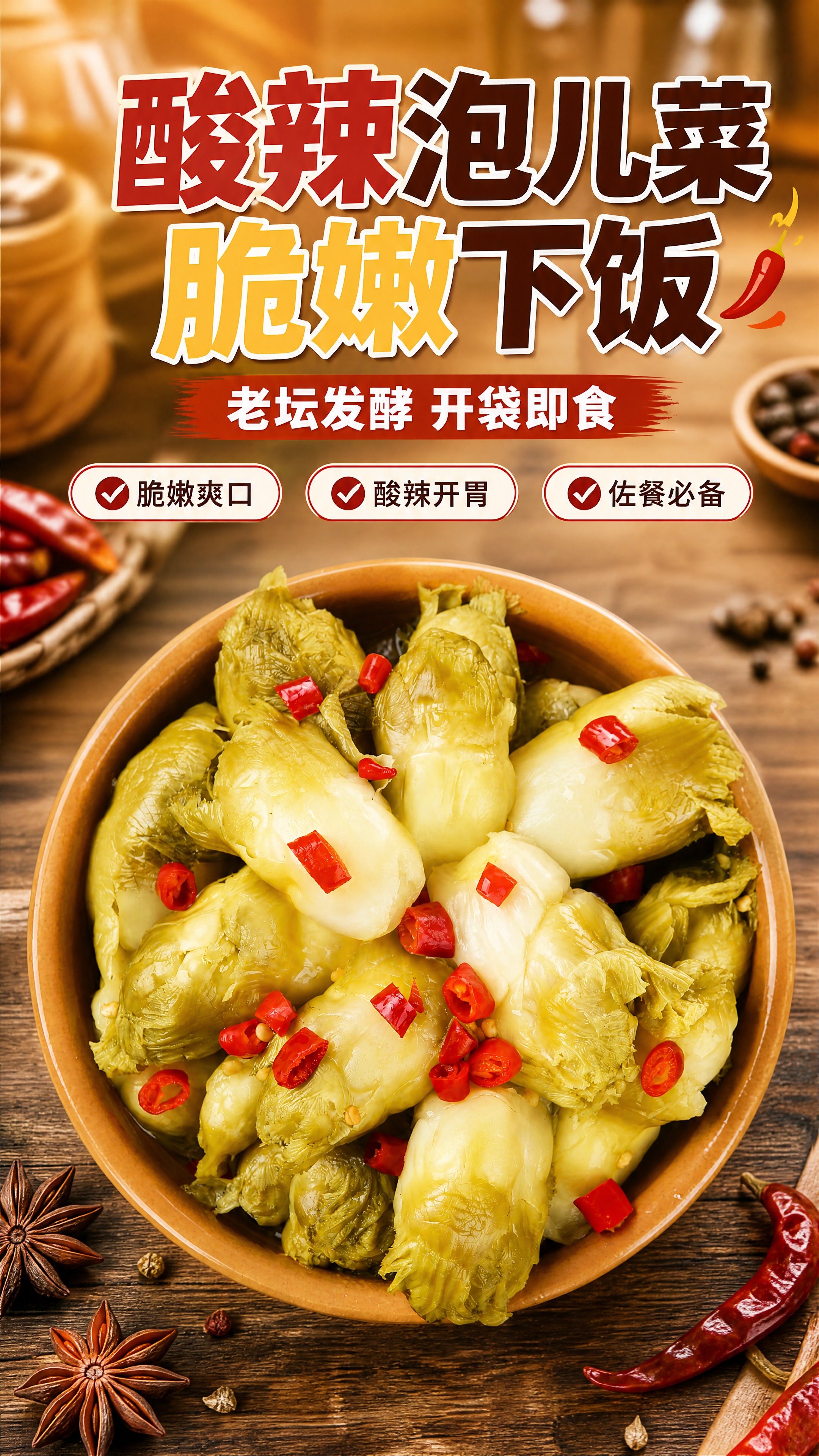 [商品] 使用【图4】俯拍视角的酸辣泡儿菜（娃娃菜头/泡菜），… - 图片创意预览