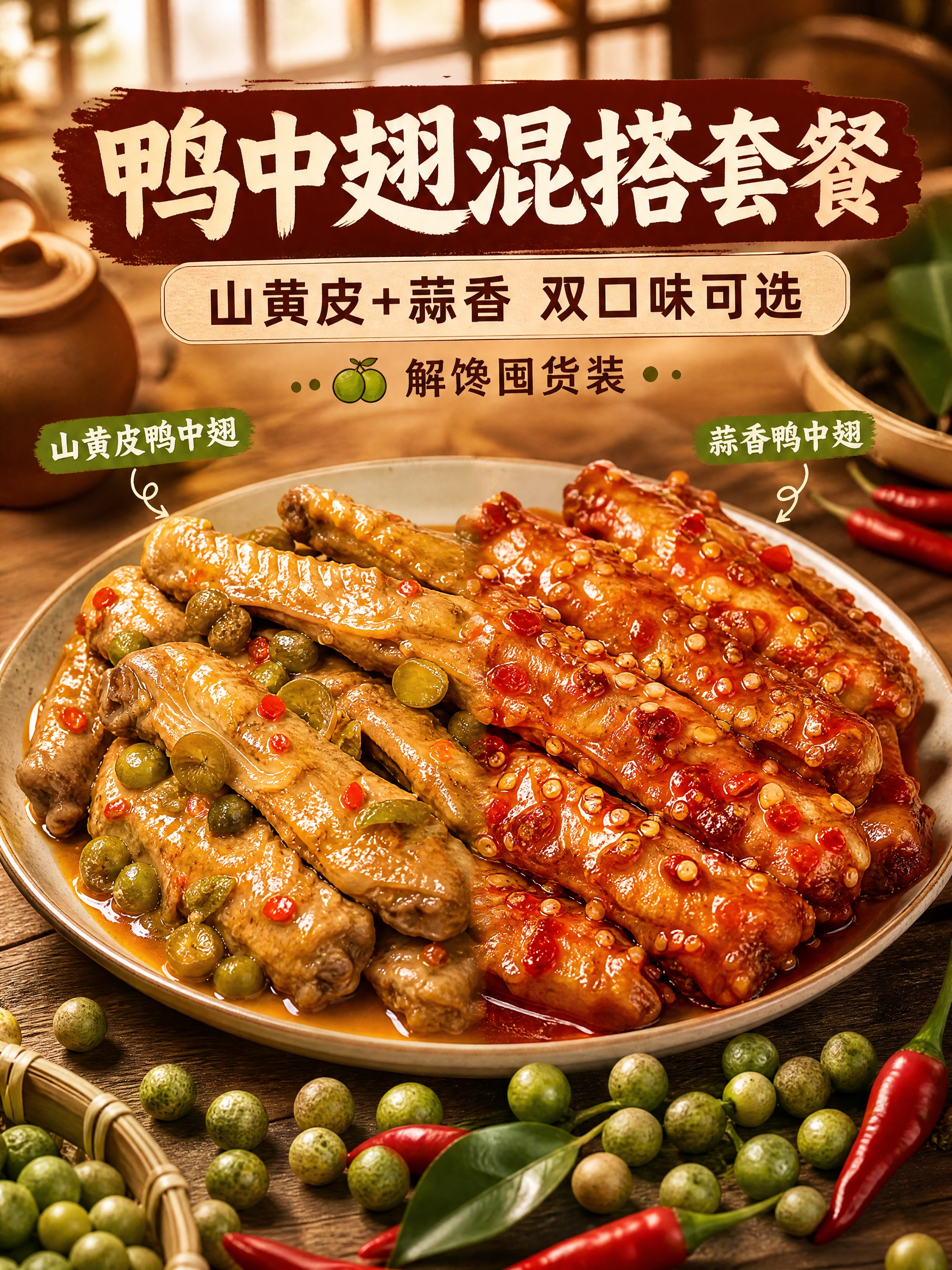 [商品] 使用【图1】山黄皮鸭中翅、【图2】蒜香鸭中翅、【图3… - 图片创意预览