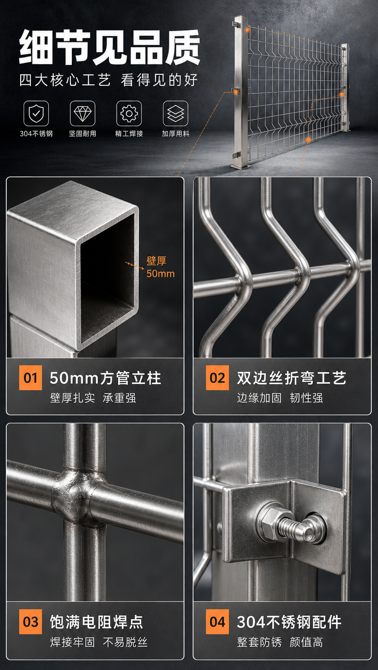 [商品] 使用【图1】304不锈钢双边丝护栏；保留产品结构和金… - 图片创意预览