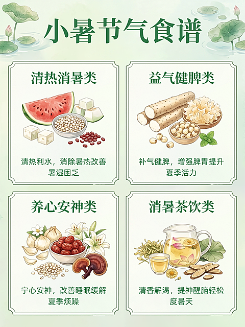 小暑节气养生食谱绿色国风小红书配图