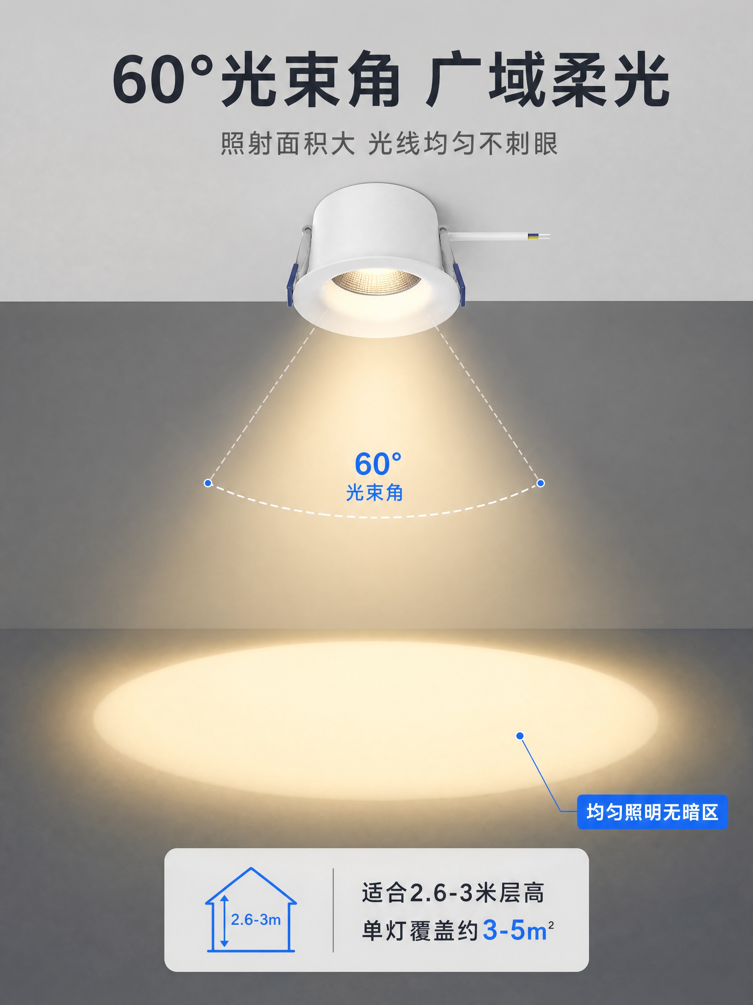 [商品] 使用【图1】B23启越嵌入式LED筒灯正面发光面角度… - 图片创意预览