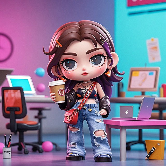 手持咖啡的少女