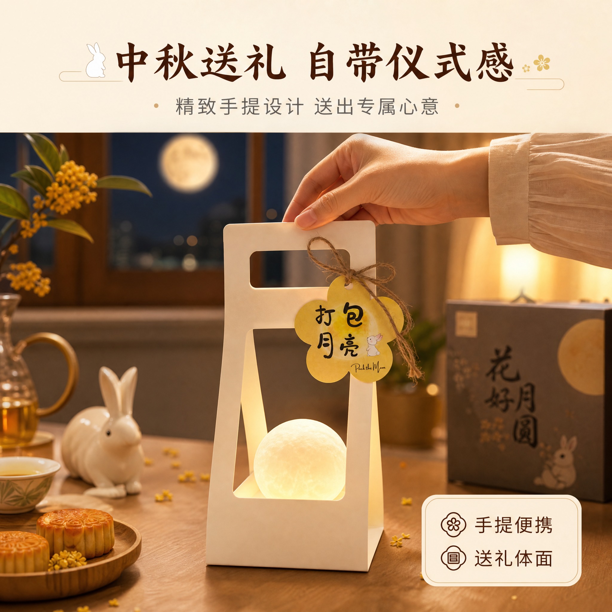 [主图-3] 送礼场景与仪式感展示图，突出手提设计和中秋送礼场… - 图片创意预览