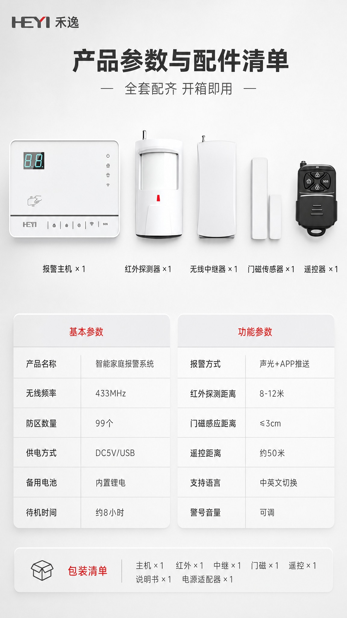 [商品] 使用【图1】智能家庭报警系统全套设备；保留主机、红外… - 图片创意预览