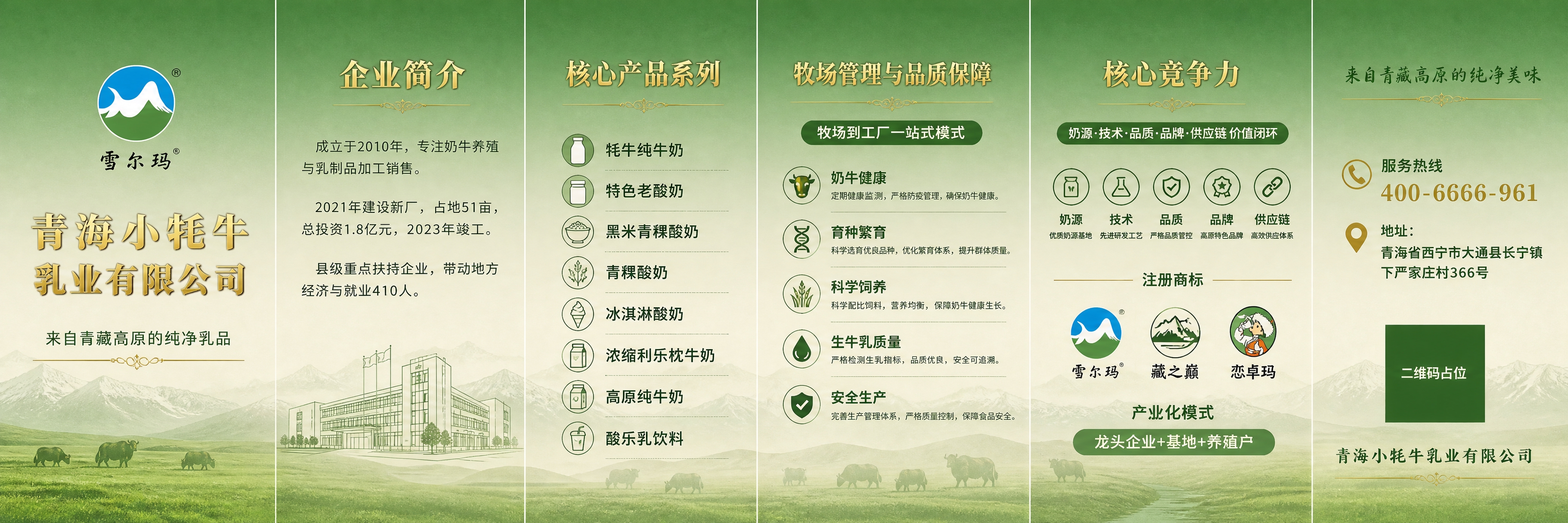 企业三折页展开图，横版六面布局，通体统一背景设计，简约商务高端… - 图片创意预览
