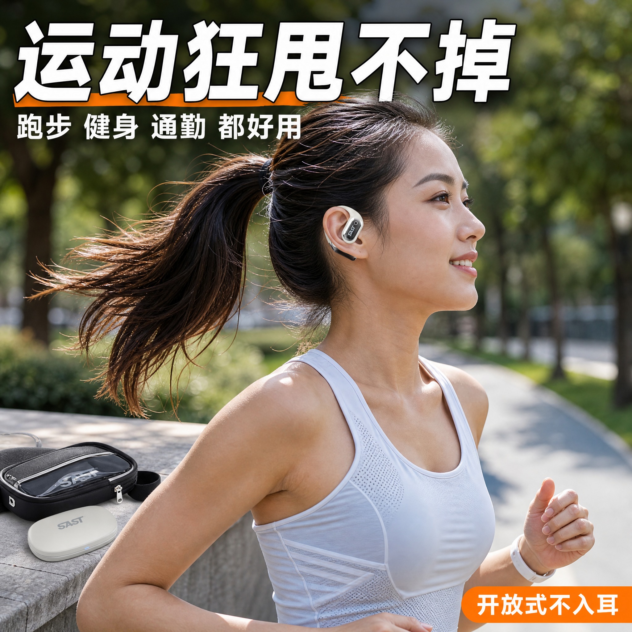 [主图-4] 真实使用场景，运动跑步佩戴场景，展示耳机佩戴效果… - 图片创意预览
