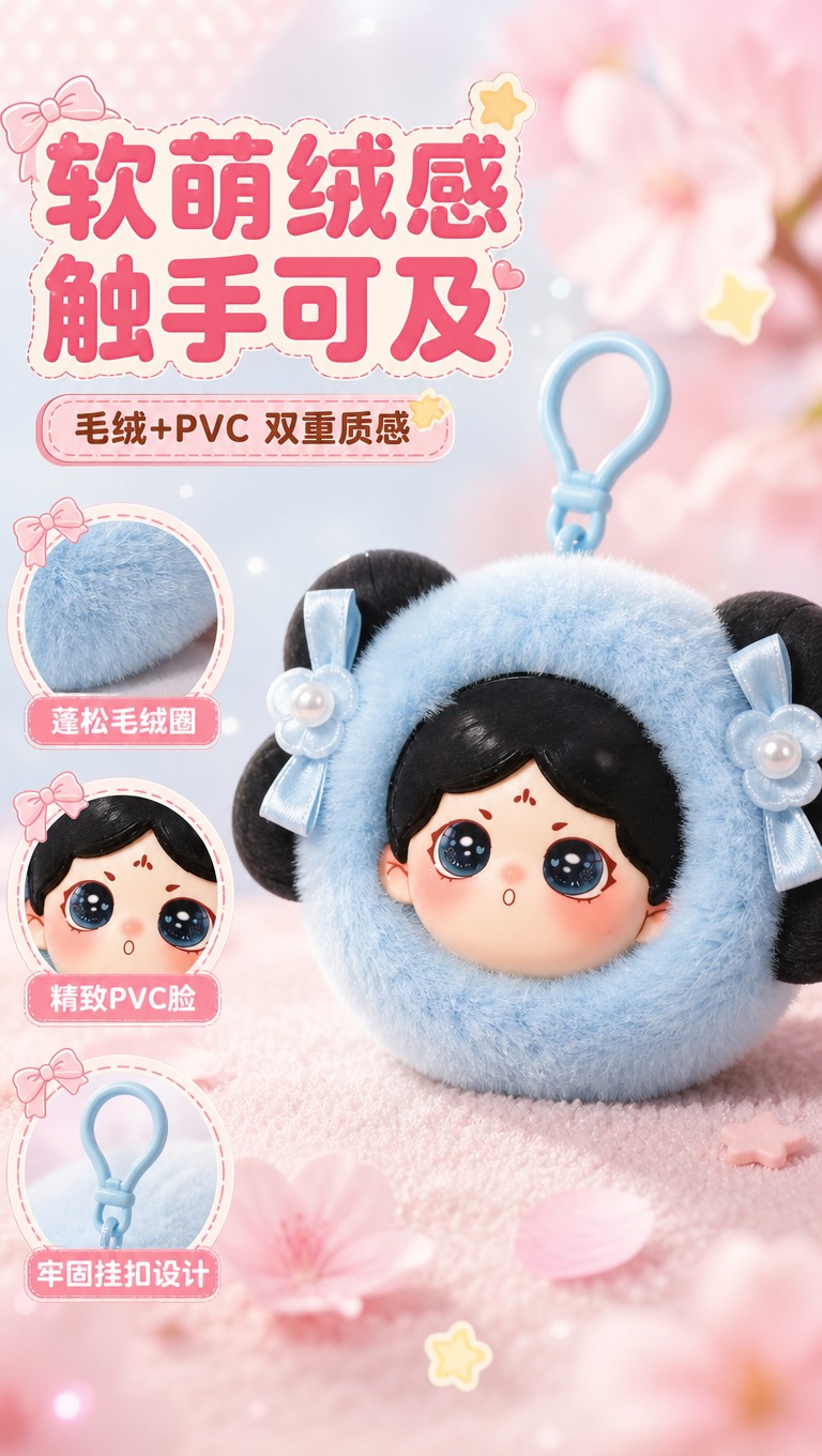 [商品] 使用【图1】唐小主小绒团系列盲盒中的蓝款心情平和挂件… - 图片创意预览
