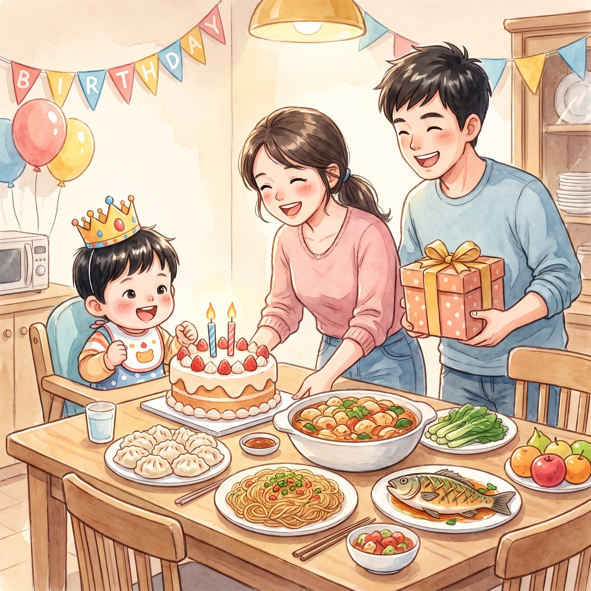 参照参考图片的水彩漫画风格和人物形象，描绘小仙君（2岁黑发小孩… - 图片创意预览