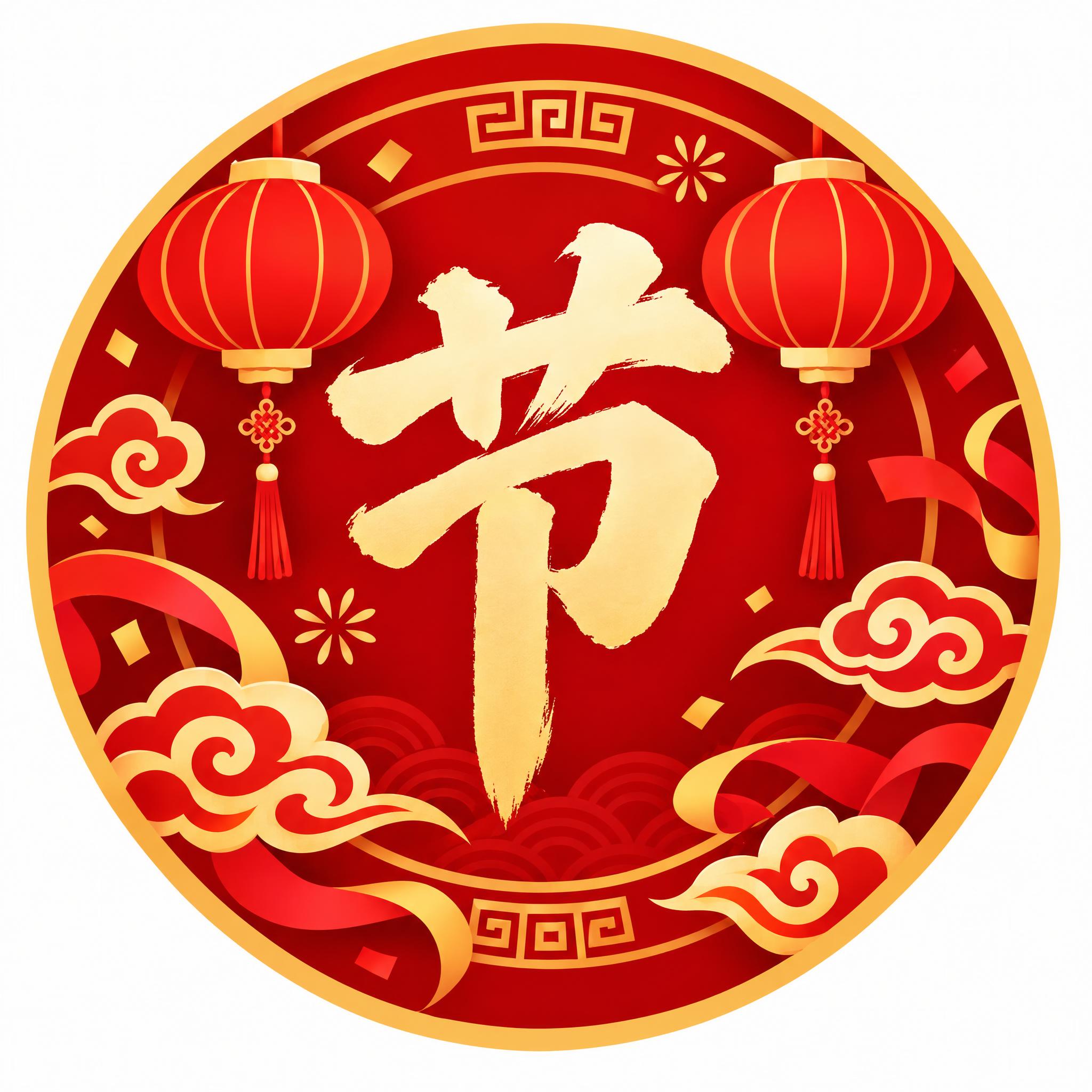 商城节日小图标设计，红色喜庆风格，画面中央是醒目的"节"字书法… - 图片创意预览
