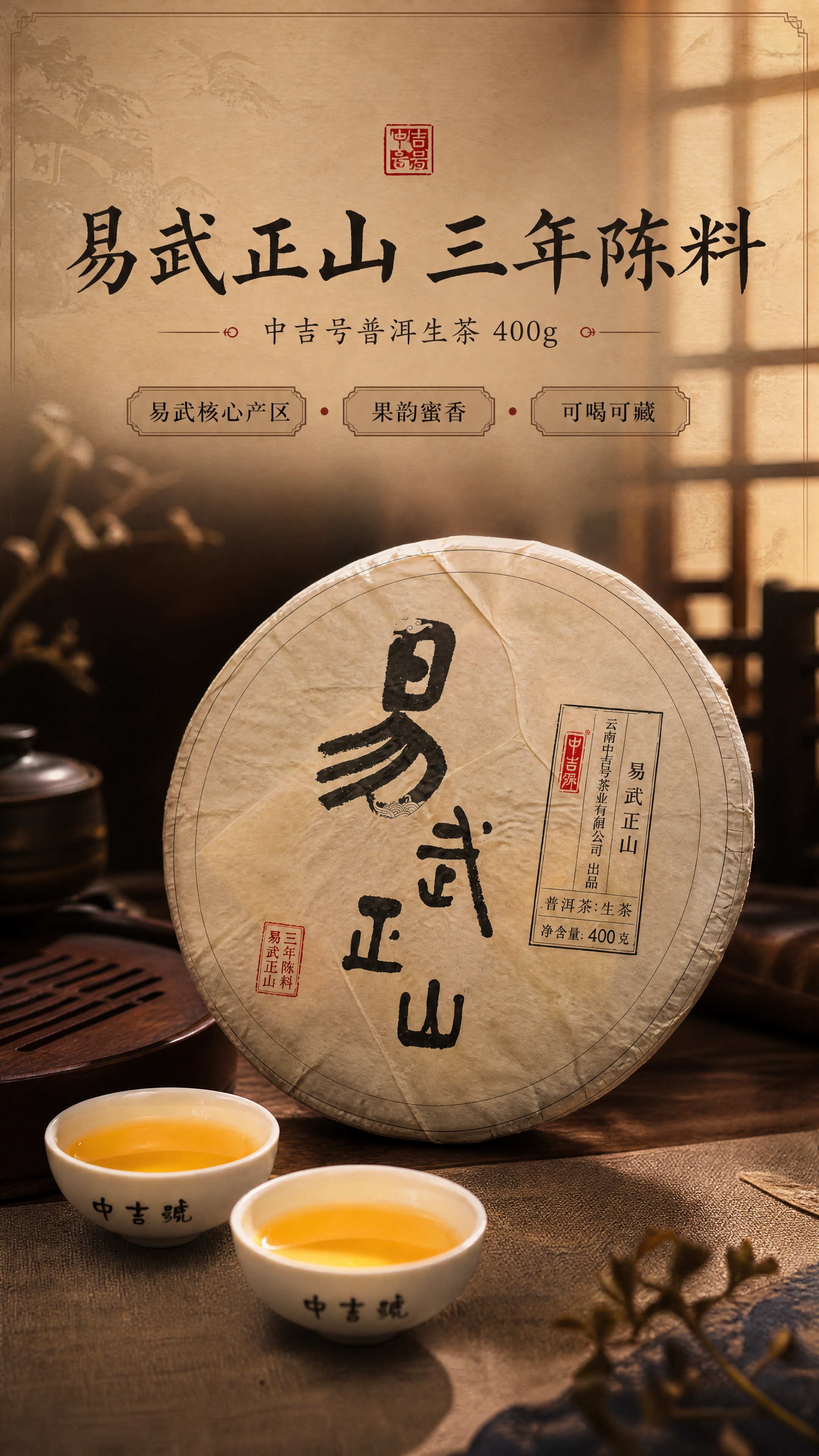 [商品] 使用【图4】【图5】中吉号易武正山普洱生茶饼；保留茶… - 图片创意预览