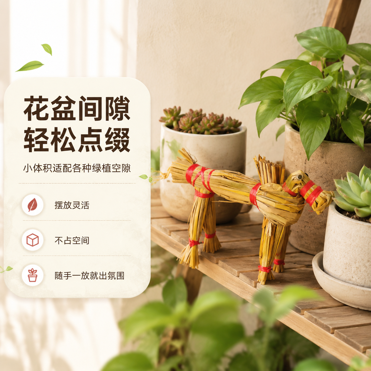 [商品] 使用【图1】红绳捆绑稻草马园艺摆件；保留稻草马结构、… - 图片创意预览