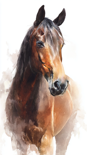 A well-built adult horse, with a clearly defined head, erect ears, bright and lively eyes, a long a预览效果