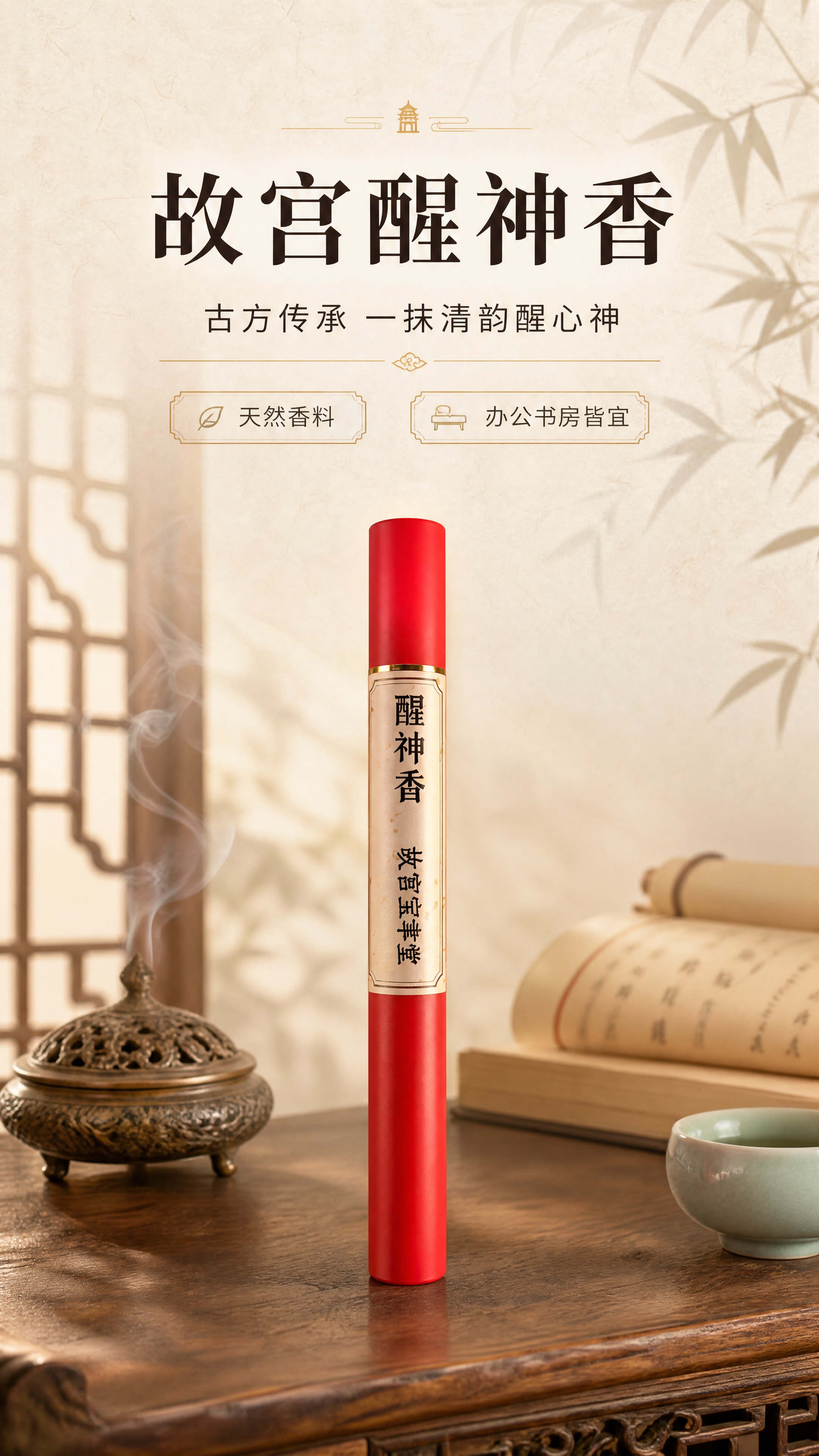 [商品] 使用【图1】故宫宝聿堂醒神香红色纸筒包装；保留红色筒… - 图片创意预览