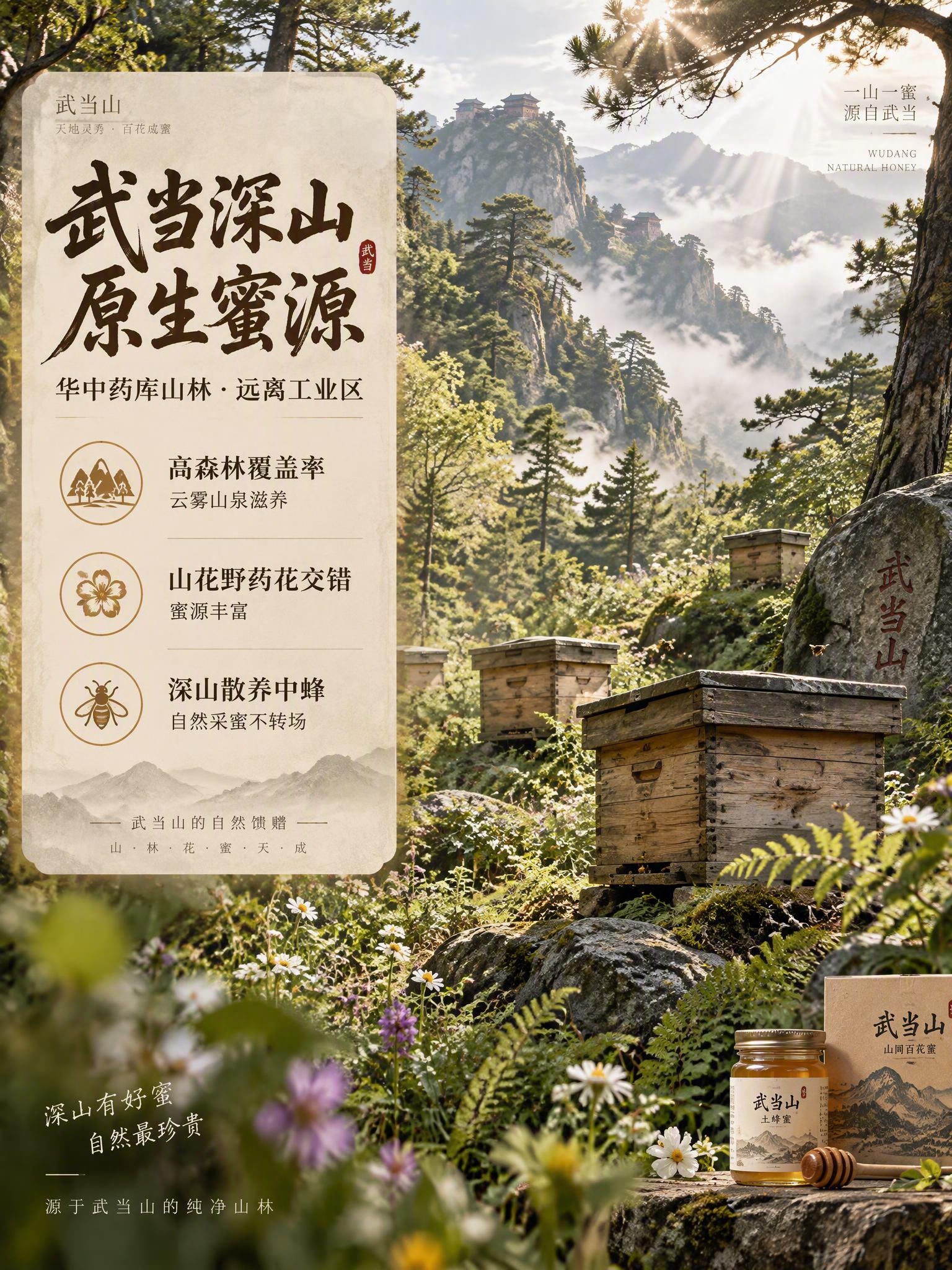 [商品] 本页为产地溯源专页，以武当山原始山林环境为主视觉，木… - 图片创意预览