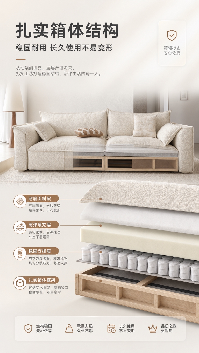 [商品] 使用【图1】S2523 格兰朵沙发，米白色意式方块款… - 图片创意预览