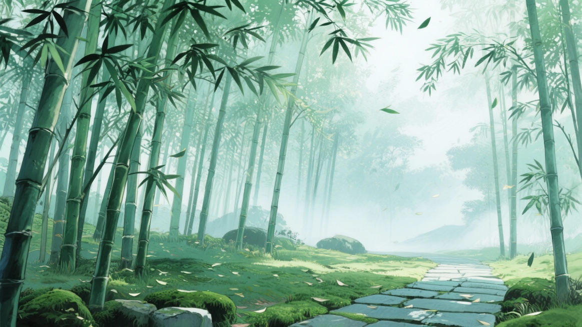 古风，绿色，竹林，不要人，二次元，细节丰富，生成4张预览效果