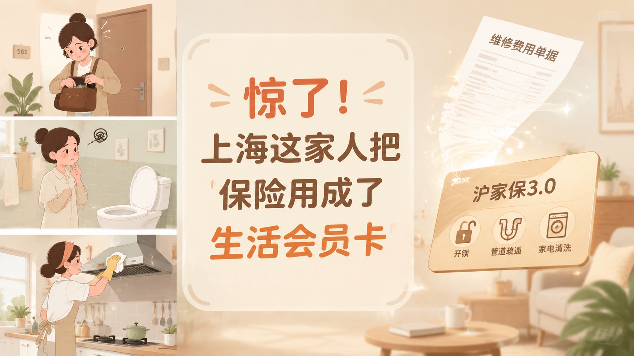 微信公众号横版首图，16:9横版，温暖民生扁平插画风，低饱和奶… - 图片创意预览