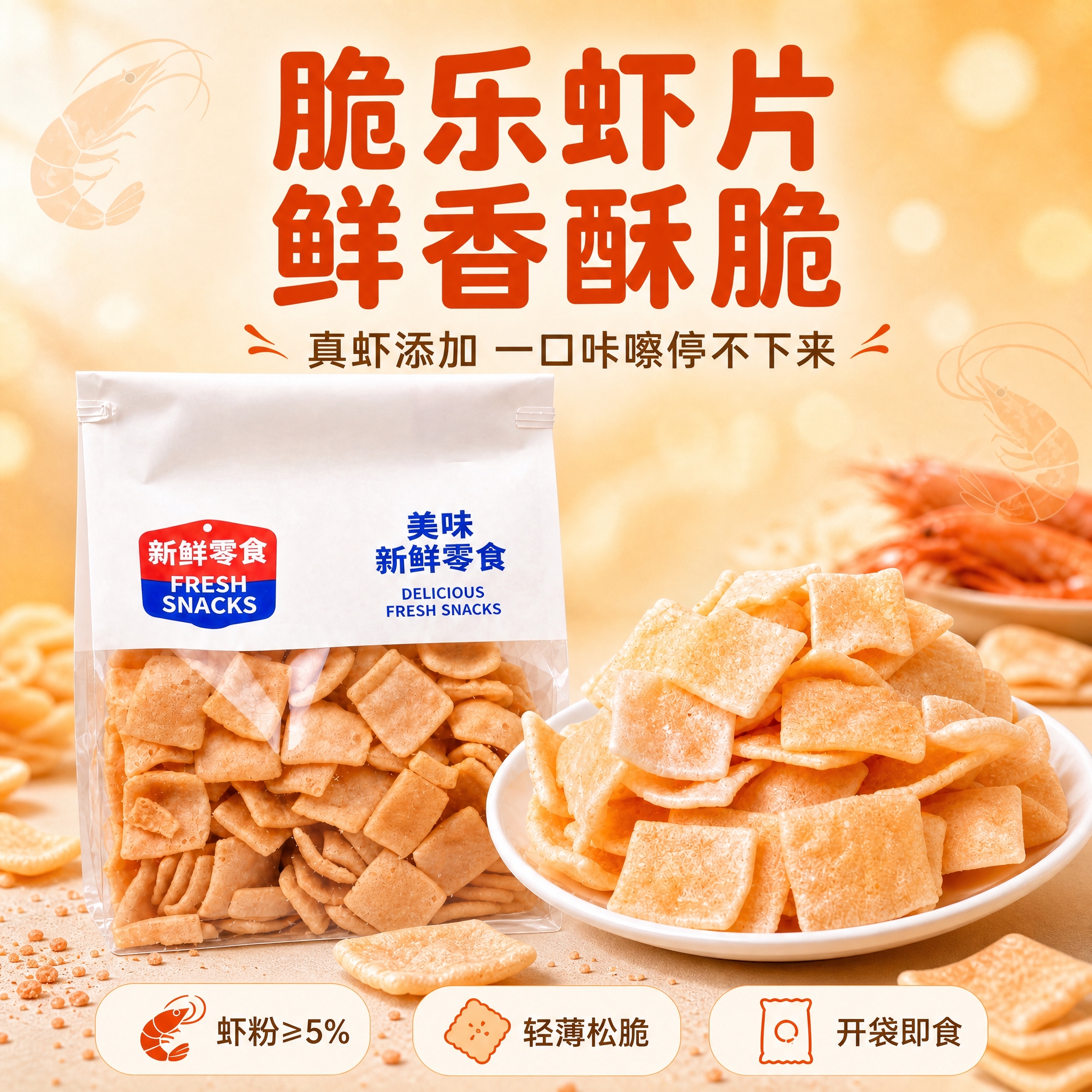 [商品] 使用【图4】脆乐虾片袋装+盘装产品图；保留包装袋"新… - 图片创意预览