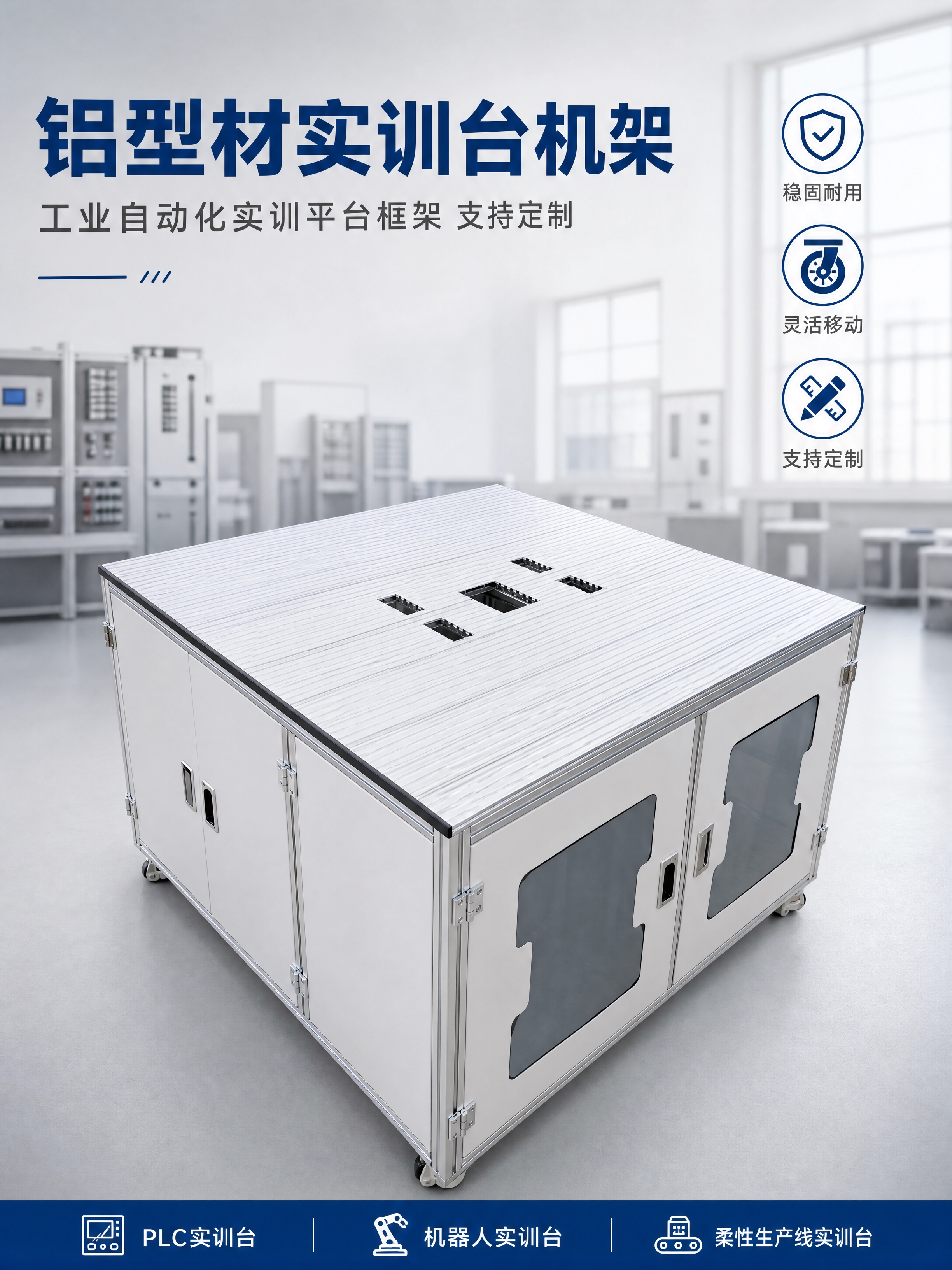 [商品] 使用【图5】铝型材实训台机架45度角全貌图；保留银色… - 图片创意预览