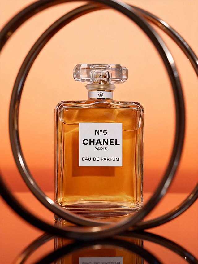 简约高级的商业摄影风格，高质感精致渲染；画面采用低饱和的暖橙渐变的柔和暖调的背景，整体氛围温柔奢华且富有细腻质感；以平视近景视角、框式装饰构图（金属圆环作前景框）呈现，视觉重心聚焦主体