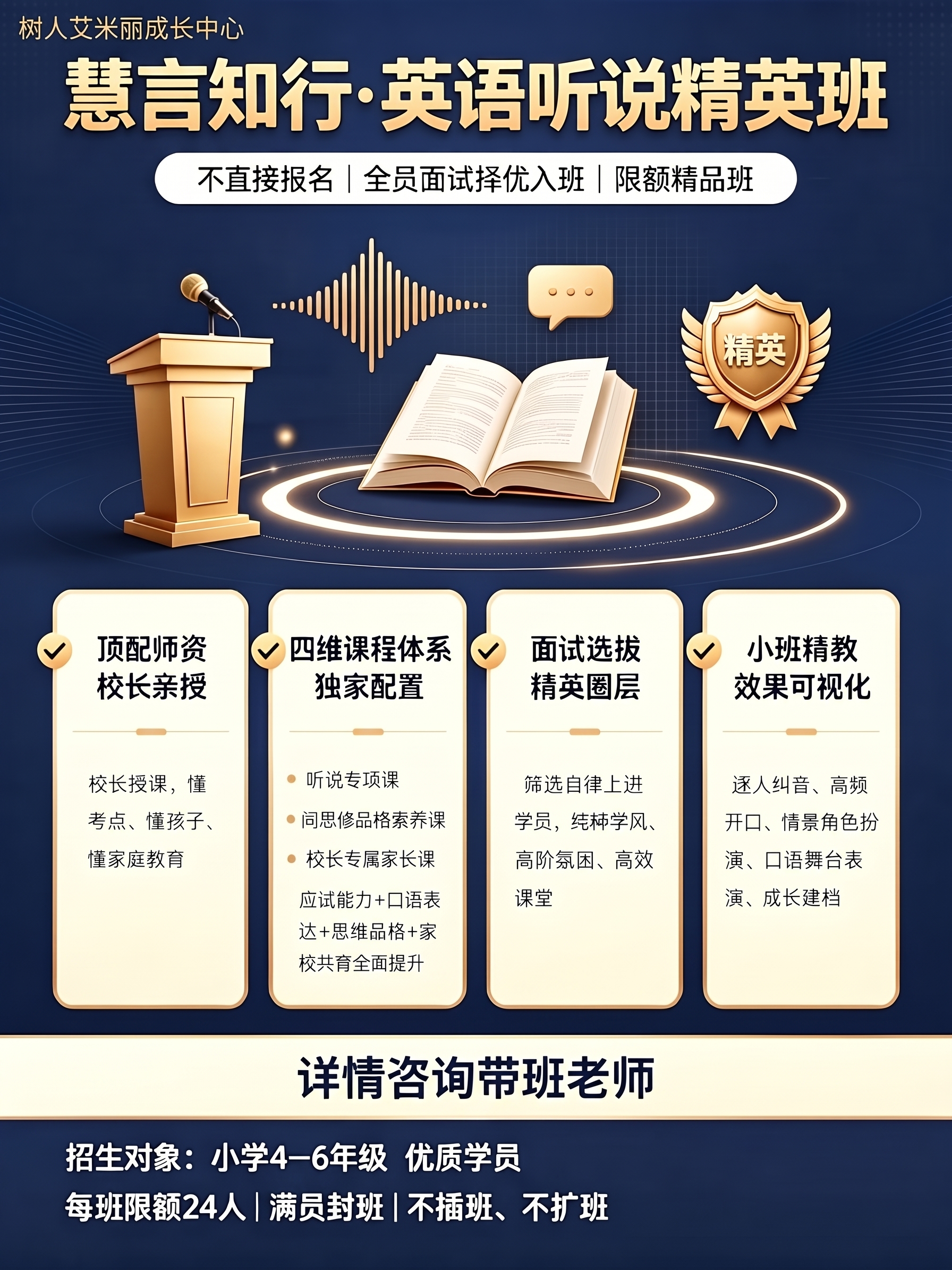 把学校地址联系电话去掉，改成详情咨询带班老师。图片左上方加上小… - 图片创意预览
