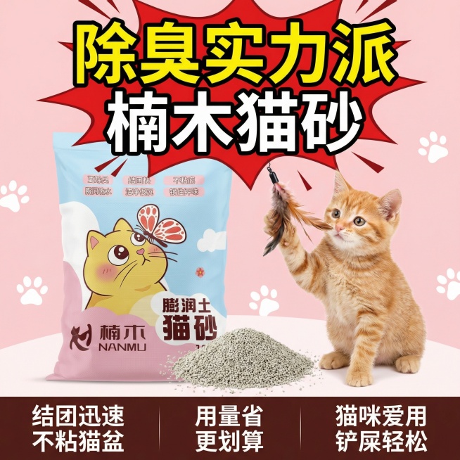 我的产品是猫砂，用我提供多产品图帮我做10张拼多多用的主图预览效果