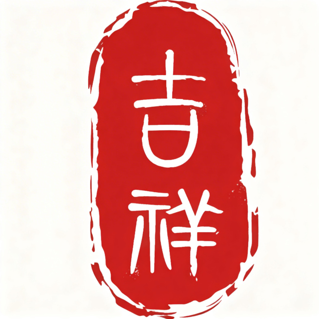 去除这张红色印章图片上的所有水印，保留原图的红色印章和"吉祥"文字，保留不规则边缘，去除所有半透明水印，背景保持纯白色，保持印章完整清晰预览效果