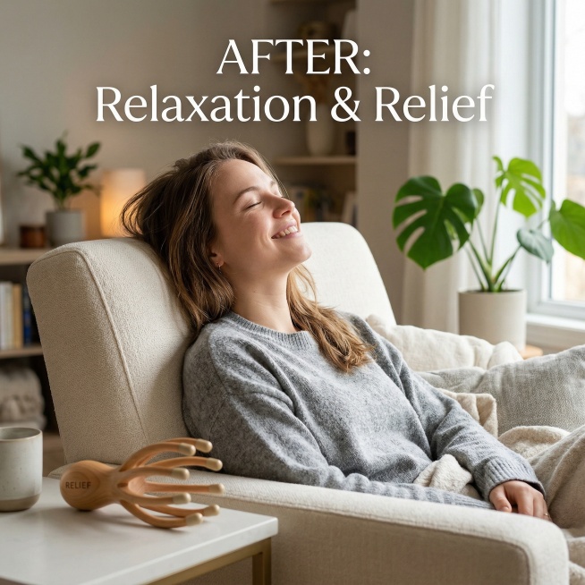 「图片1」「图片1」八爪鱼头部按摩器抓头皮神器按摩抓头部小爪子挠头工具，结合产品实际用途，要有产品前后使用对比图和产品细节图，主体不变，凸显出主图，生成一套共8张符合该产品调性的产品卖货的场景图或使用预览效果