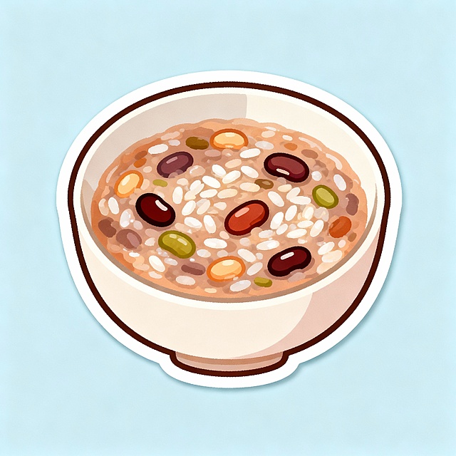 帮我生成这四步相对应的小贴纸，

1.将泡好并沥干的粥料，全部倒入黄芪水中。

2.大火再次煮沸，期间可稍作搅拌防止粘底。

3.煮沸后转为小火，盖上锅盖但留一条缝隙（防止溢锅），慢熬40分钟。期间每隔15分钟可搅拌一下。

4.40分钟后，检查粥的稠度，豆类和米粒应已基本开花软烂，粥汤变得浓稠。