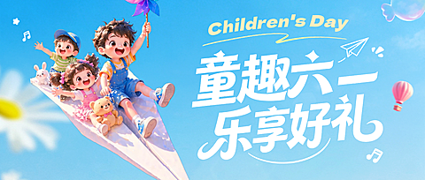六一儿童节节日营销活动促销童趣感公众号首图