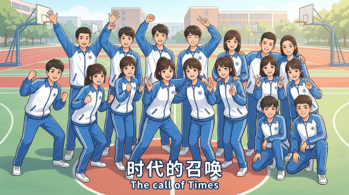(masterpiece, best quality, 8K 超高清，极致细节：1.2), (8 名男生 8 名女生，共 16 名青春阳光的中学生，男女比例 1:1, 全员完整入镜：1.5), 参考图预览效果