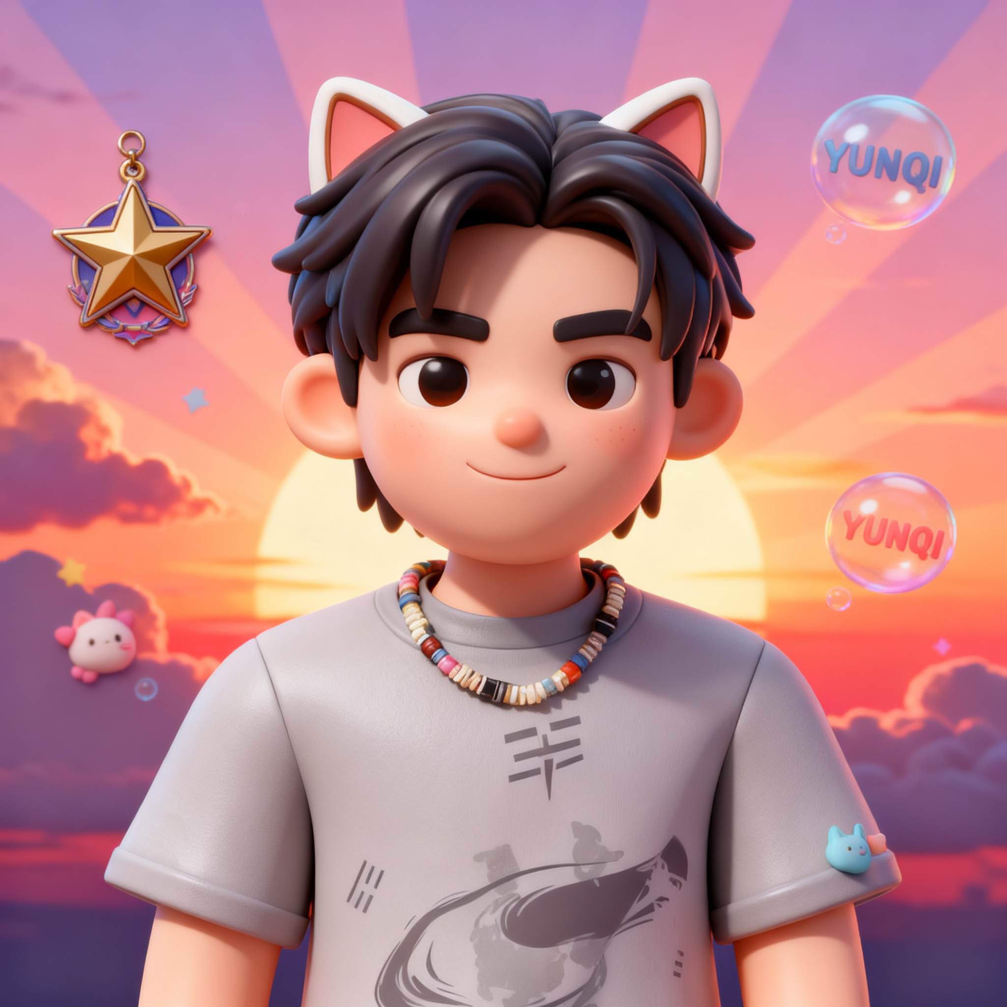 首帧「图片1」使用图片人物，做一个明星猫耳朵徽章，用头部部他，… - 图片创意预览