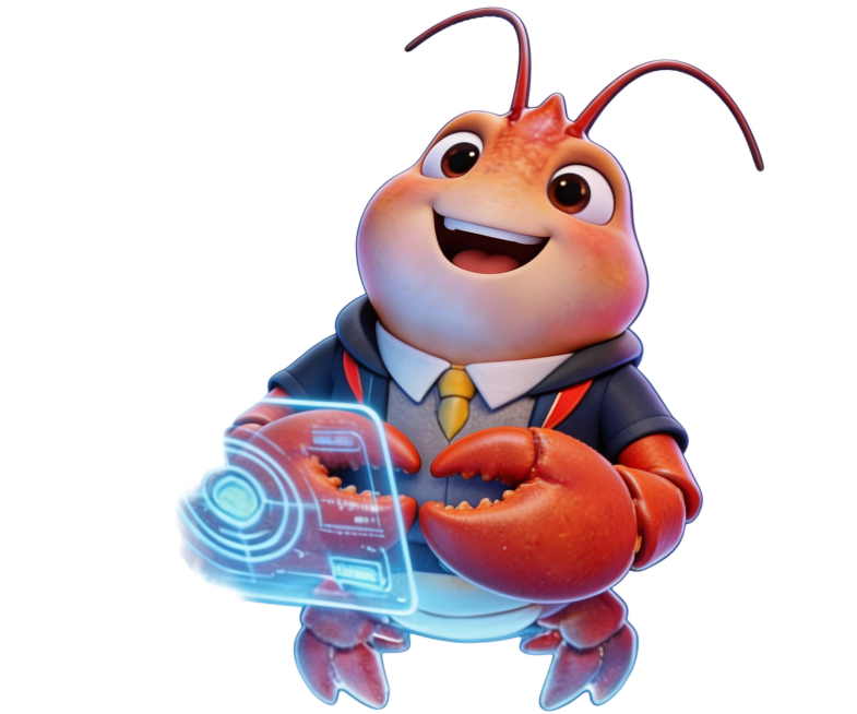 保持电子屏幕内容不变，调整龙虾姿态为双手捧腹大笑，同时让头部微微向后仰，保持原有3D卡通风格和形象预览效果