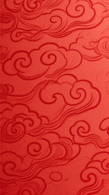 一张纯红色背景的图片，背景上有暗红色的、细腻的、卷曲的云纹图案，整体呈现出一种带有轻微纹理的、哑光的纸张质感，色调均匀，营造出一种典雅、传统且喜庆的氛围。预览效果