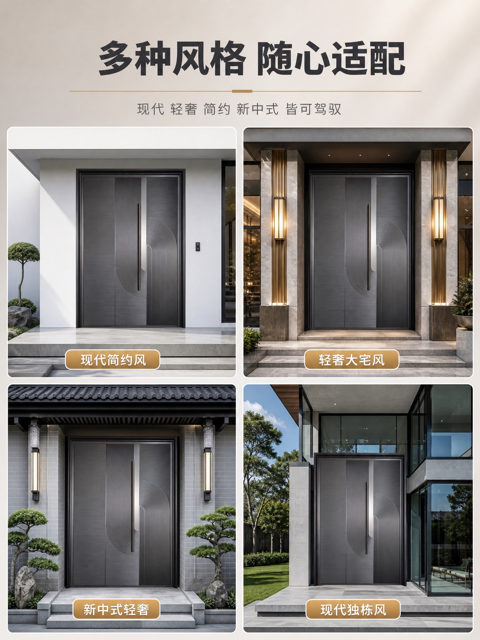 [商品] 使用【图1】臻尚铂门几何流水纹全铝精雕别墅对开门；保… - 图片创意预览