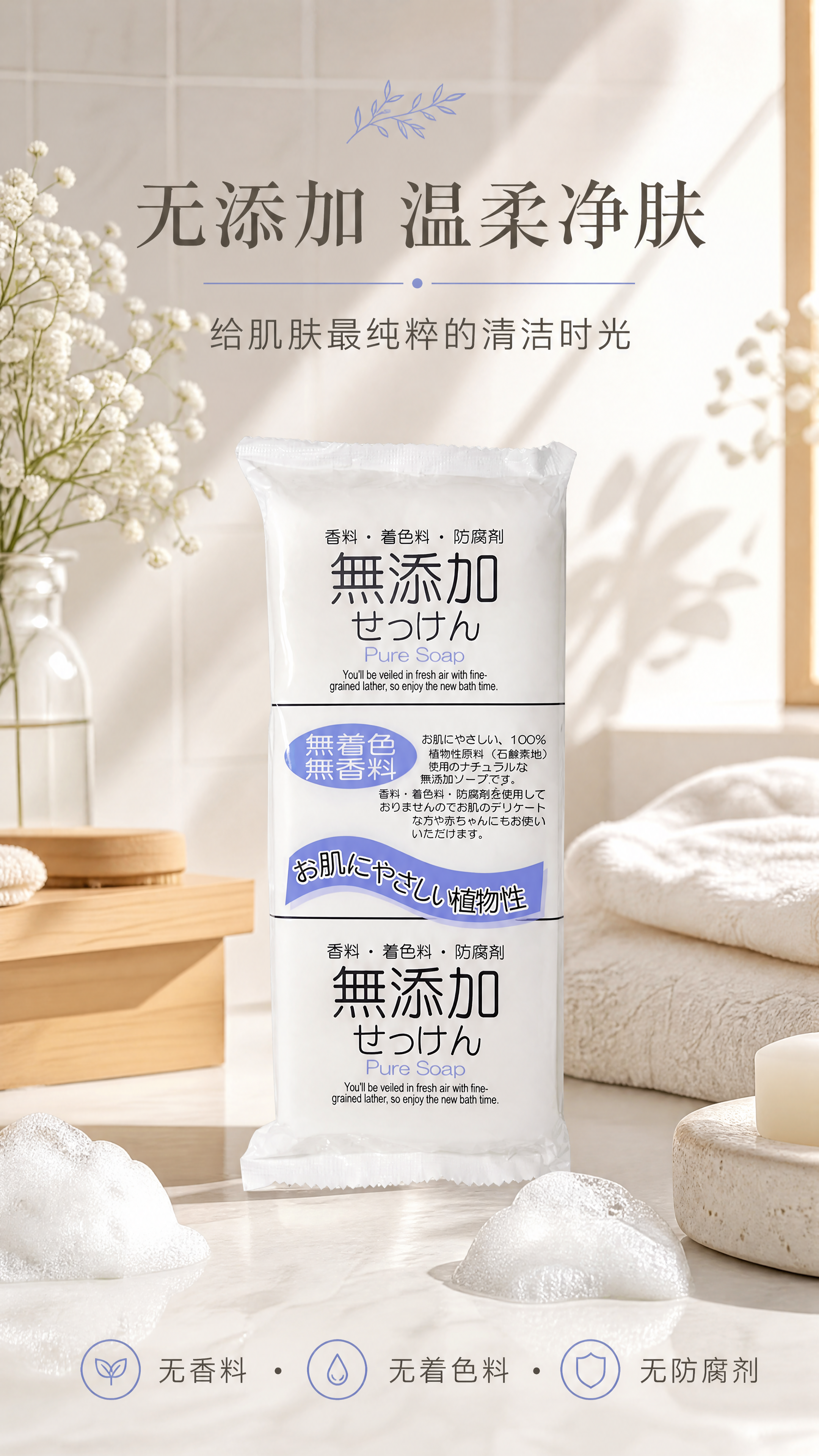 [商品] 使用【图1】无添加植物皂白色包装；保留包装上的全部日… - 图片创意预览
