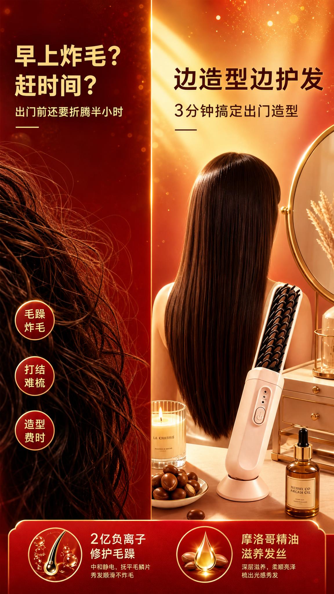 [商品] 使用【图6】直发梳使用效果对比页；保留左侧炸毛头发、… - 图片创意预览