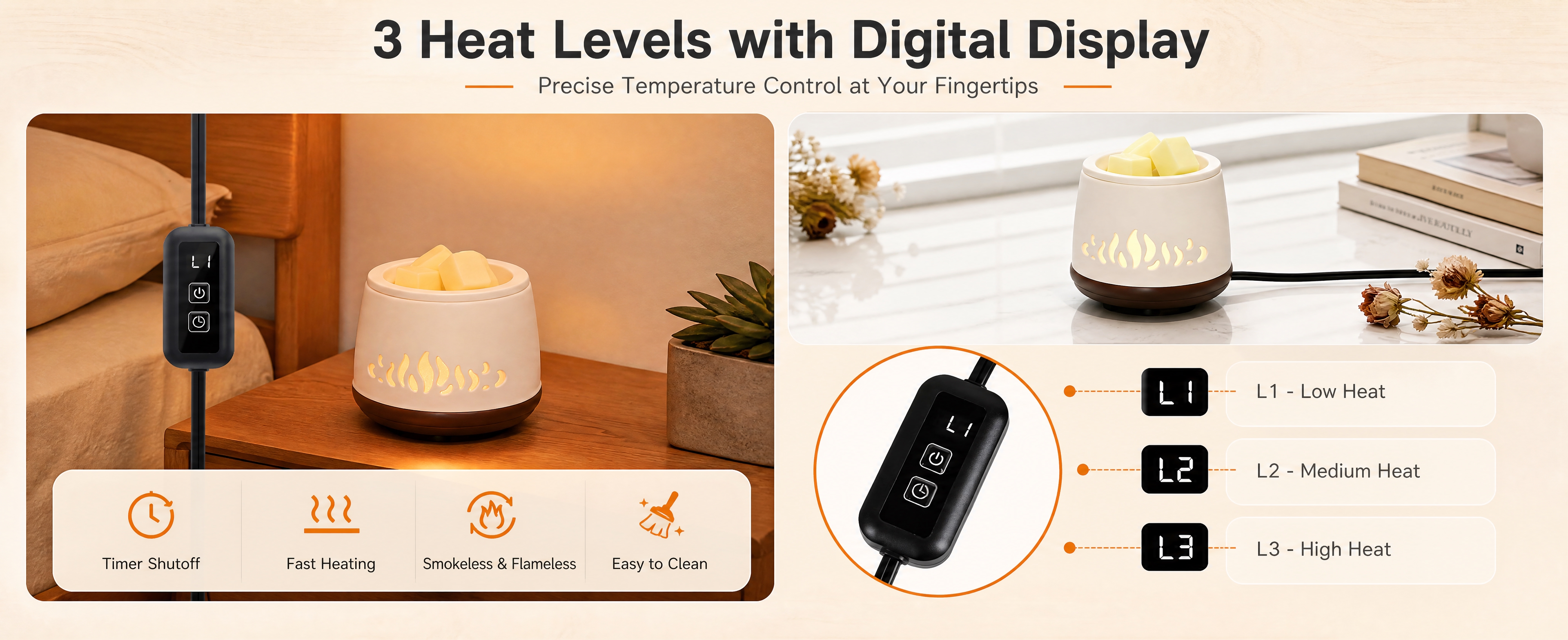 [商品] 使用【图2】电热融蜡器场景图与线控器细节；保留米白色… - 图片创意预览