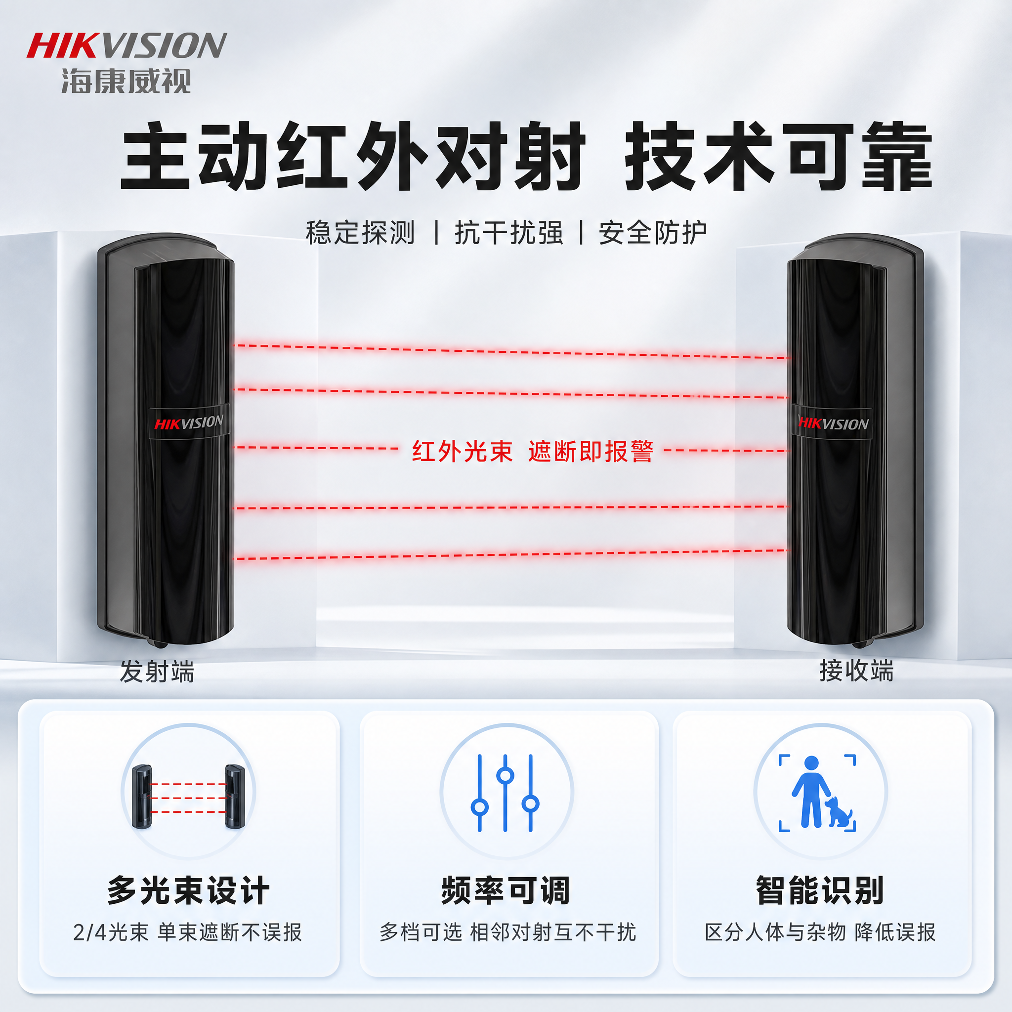 [主图-3] 产品证据与结构细节，展示对射探测器工作原理与关键… - 图片创意预览