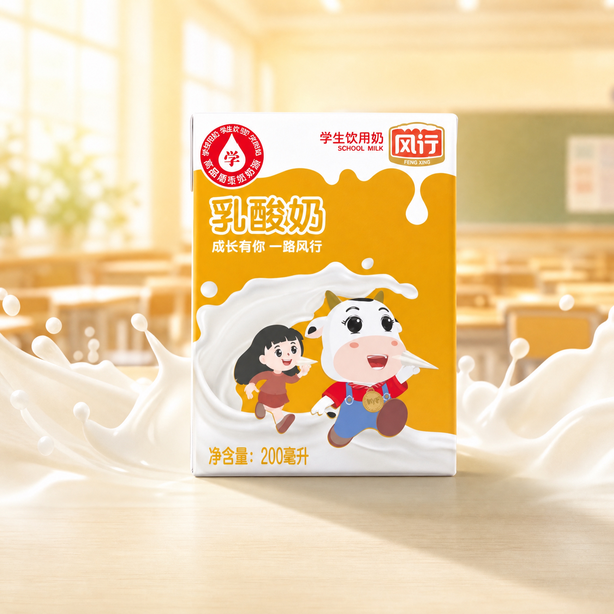 [单张主图] 风行学生饮用奶乳酸奶200ml 校园食材供应商专… - 图片创意预览