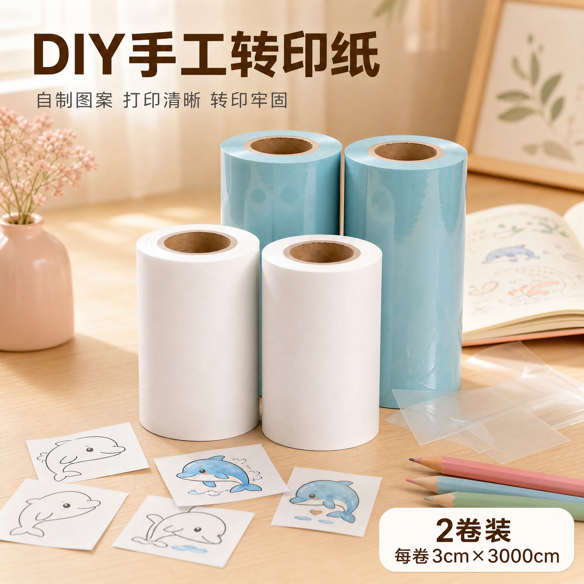淘宝天猫电商主图，1:1正方形，热敏打印纸卷套装产品展示首图。… - 图片创意预览