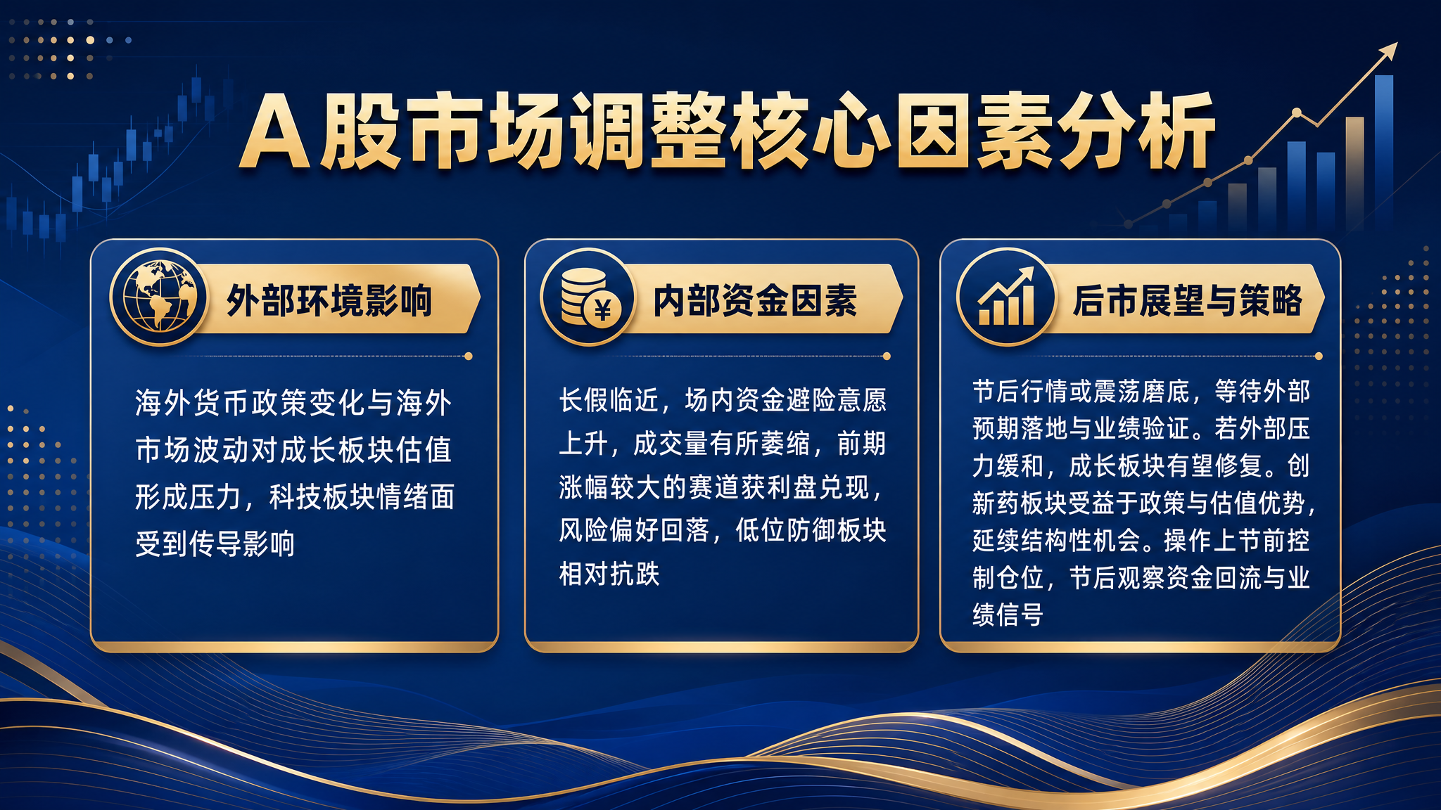 一张横版投资理财知识分享海报，简约专业的商务风格，深蓝与金色配… - 图片创意预览