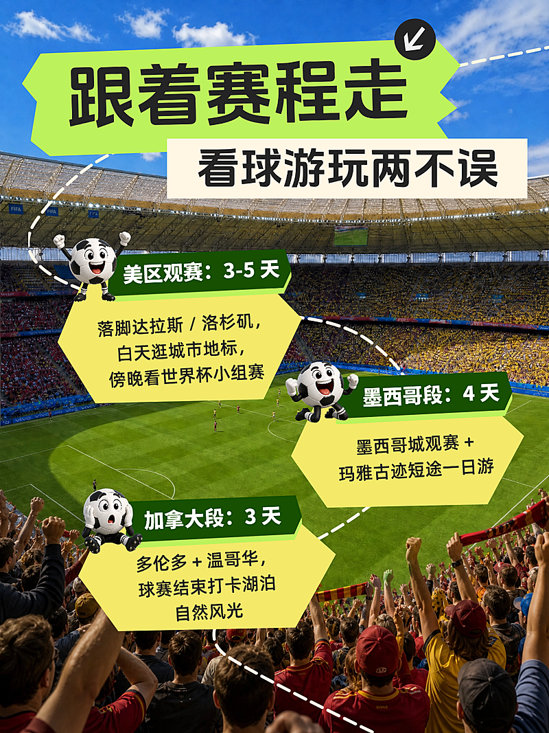 世界杯赛程游玩路线分享现代风小红书封面