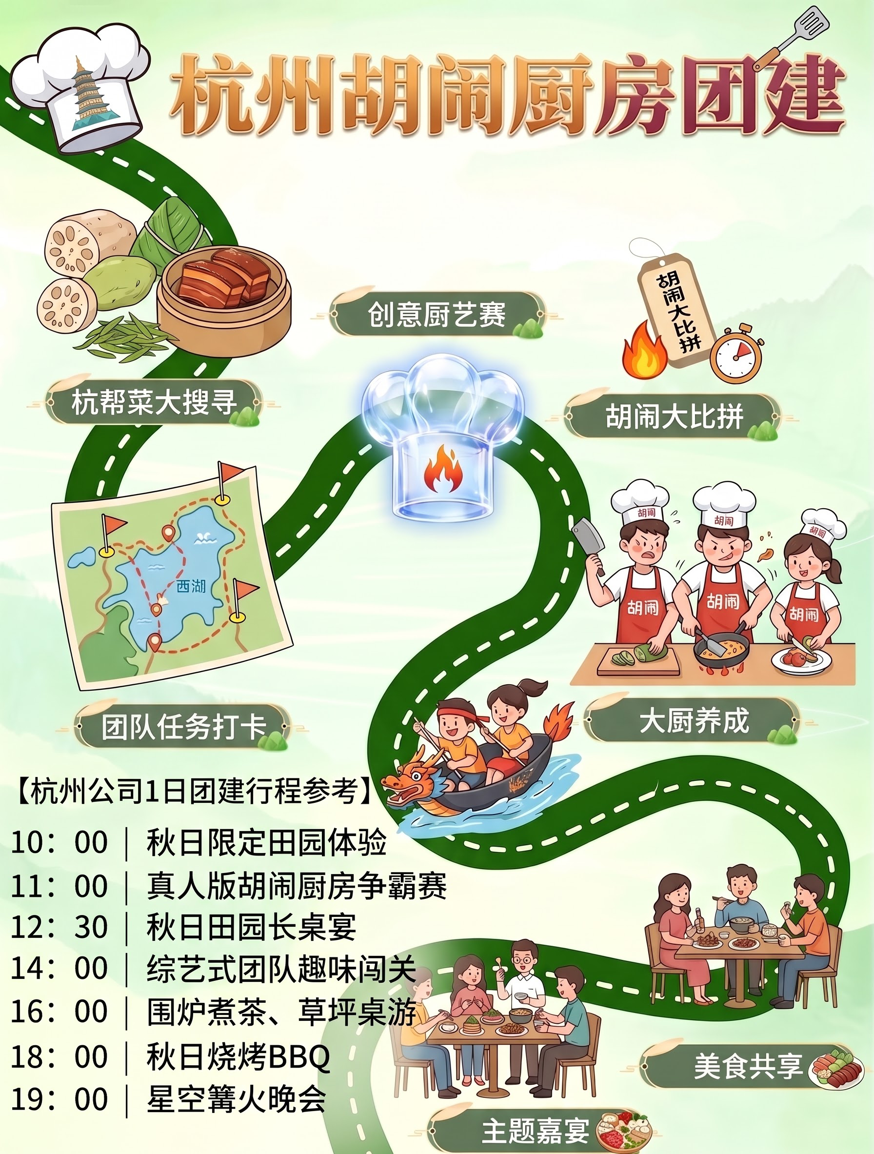 一 .把图中的企业团建篇去掉，然后杭州胡闹厨房团建字体改的好看… - 图片创意预览