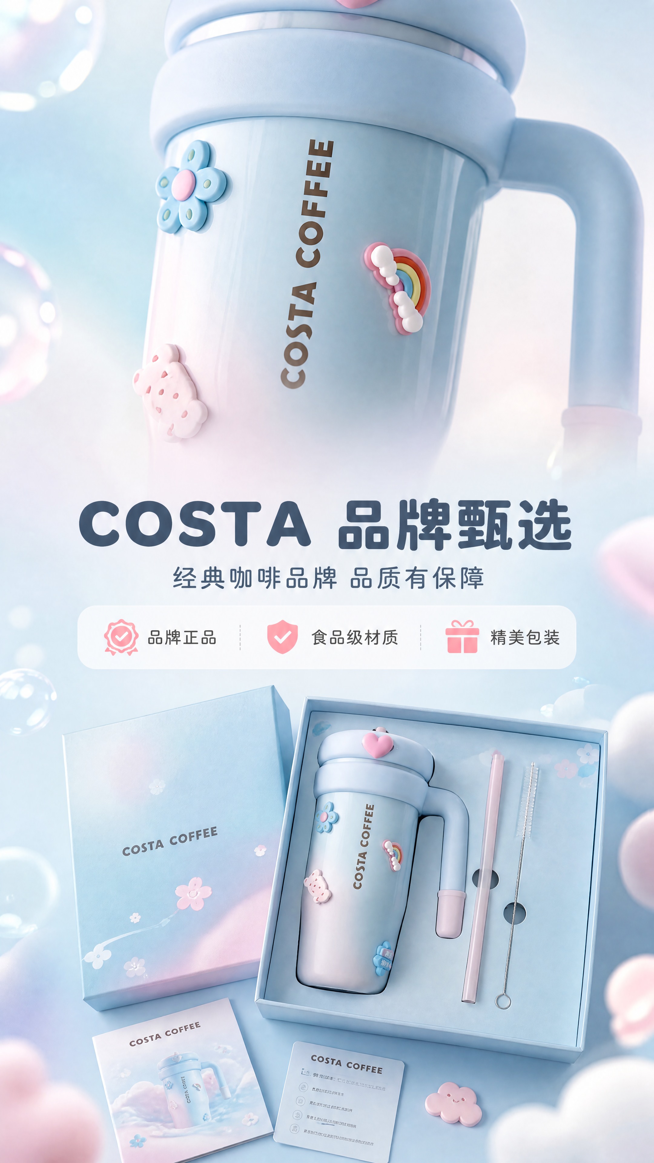 [商品] 使用【图1】COSTA渐变蓝粉吸管保温杯；保留杯身渐… - 图片创意预览