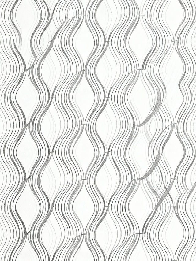 白色背景上由连续流畅的灰色波浪线条构成的无缝几何图案，线条粗细均匀，以规则的交错方式重复排列形成具有韵律感的编织状纹理，整体呈现出简洁、现代的抽象艺术风格，视觉上具有平稳的节奏感和对称美感，无任何文字或其他装饰元素。